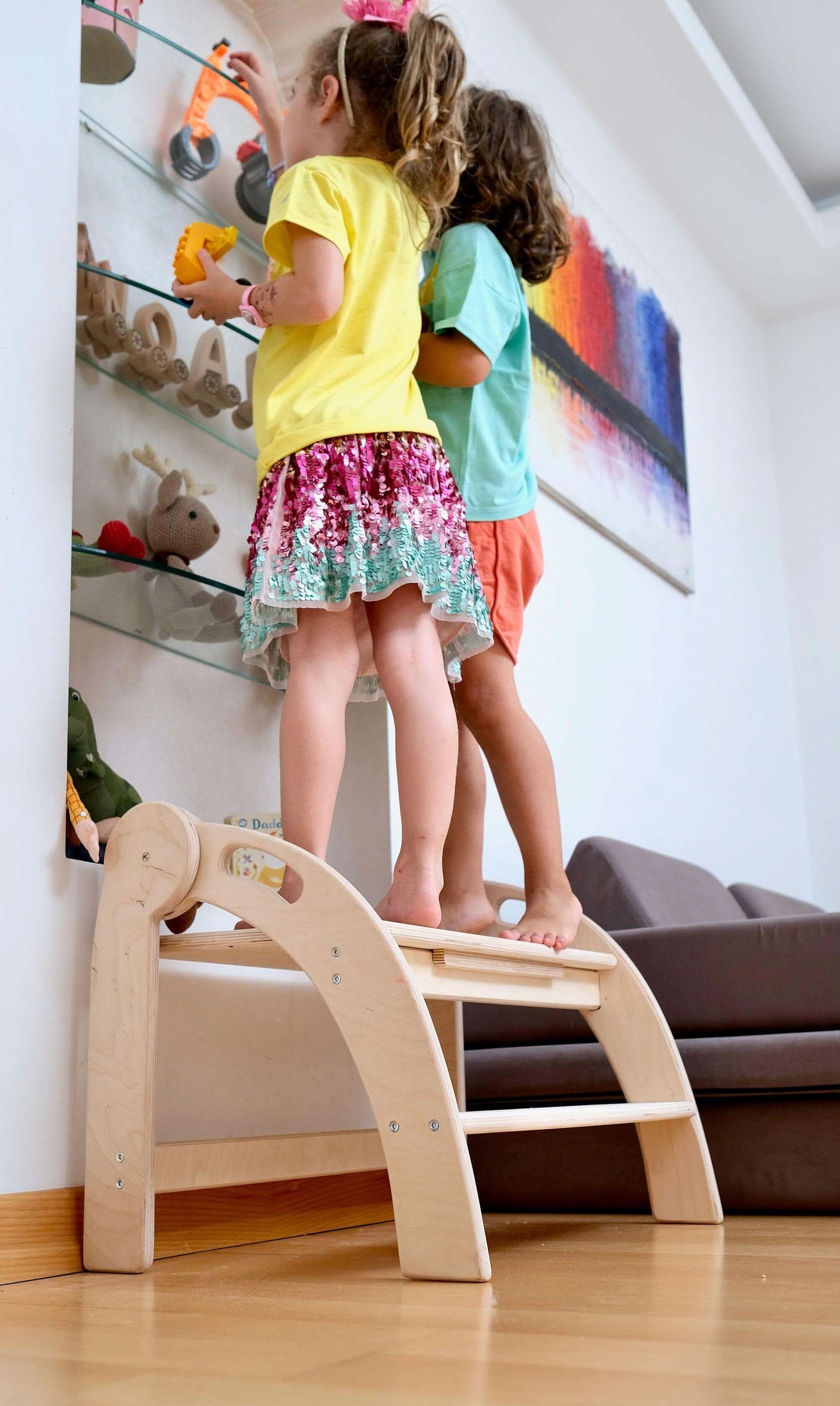 Twins Montessori Kitchen Stool - Wooden Step Stool for Kids-2
